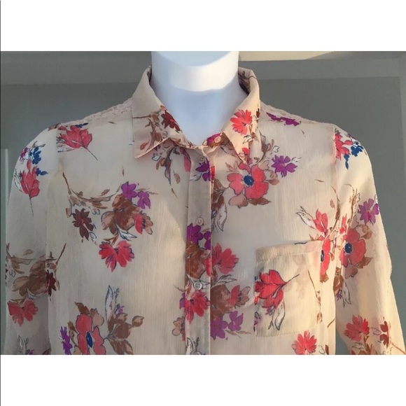 AMERICAN RAG Floral Button Down Hi / Low Blouse - Picture 3 of 7